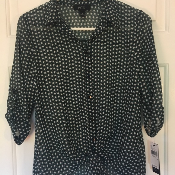 BCX Tops - BCX Front-tie Shirt Small Geometric Print Buttonup New with tags NWT